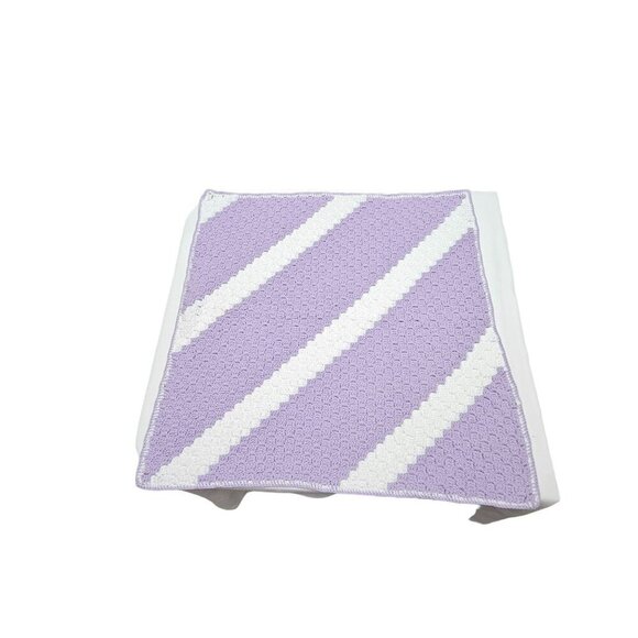 Lot Of 2 Handmade Crocheted Baby Blankets Diagonal Stripe 100% Acrylic Soft Cozy - Picture 5 of 9